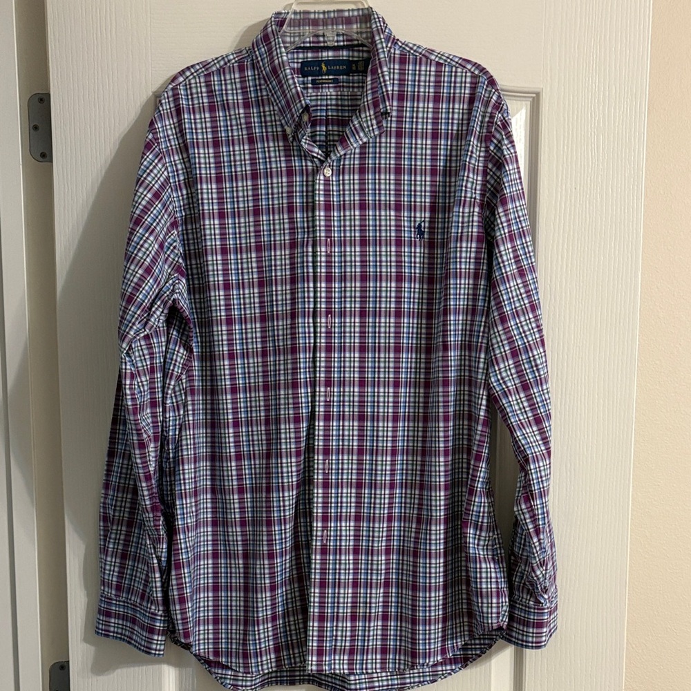 Polo by Ralph Lauren Men's Checkered Shirt - Purple and White